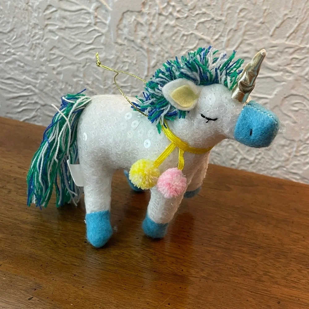 Target Sequin Plush Unicorn 🦄 Christmas Ornament Holiday Decor Blue White